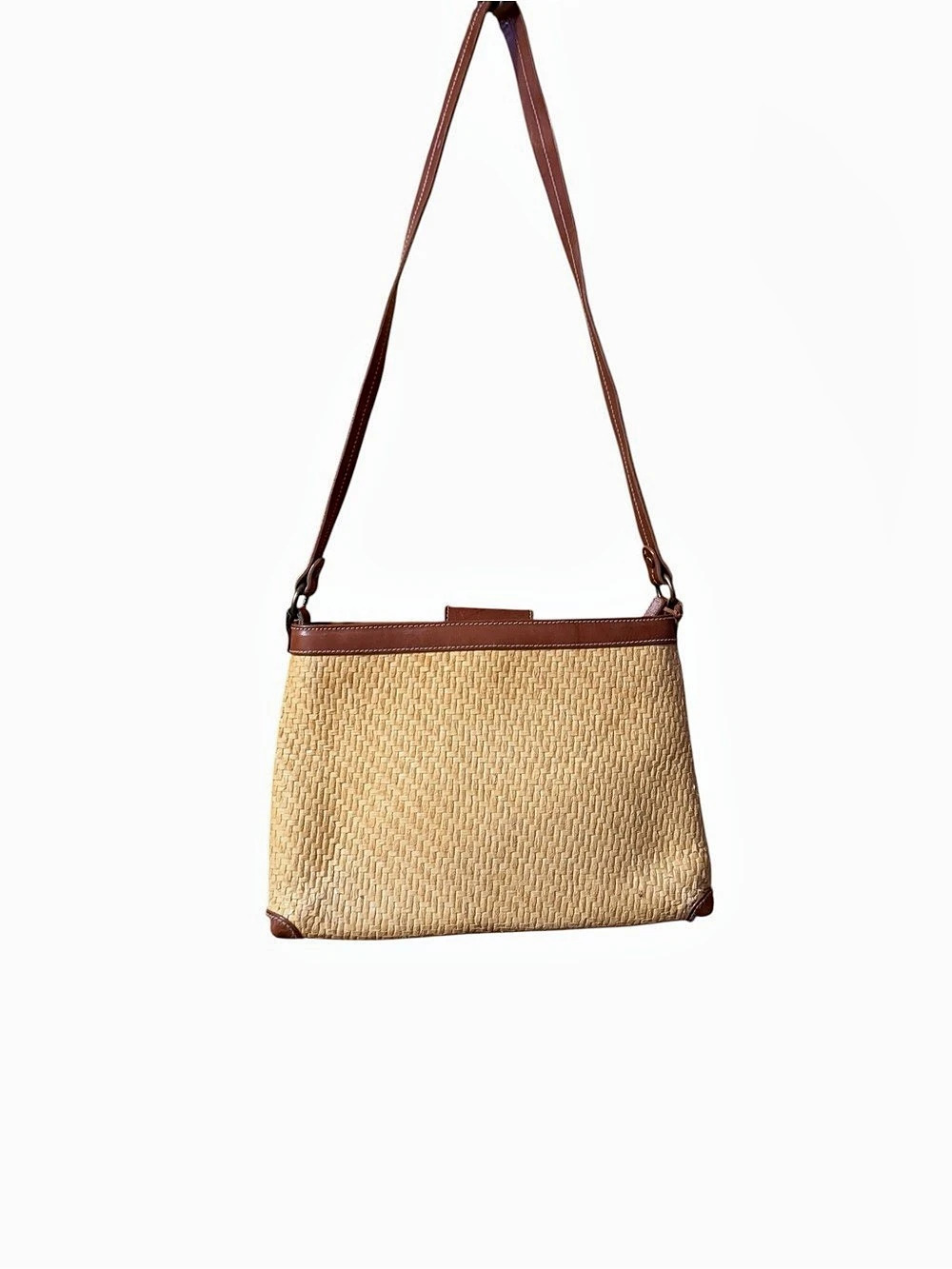 Fossil Woven Shoulder Bag in Tan & Brown